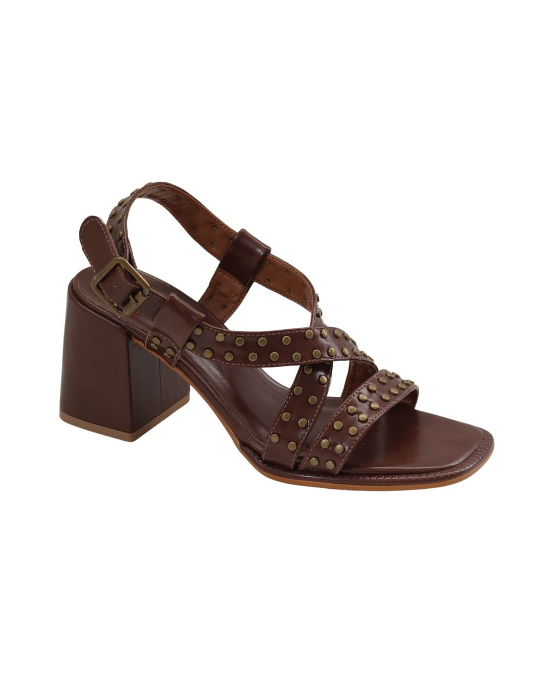 Sandália Salto Bloco Marrom Érica