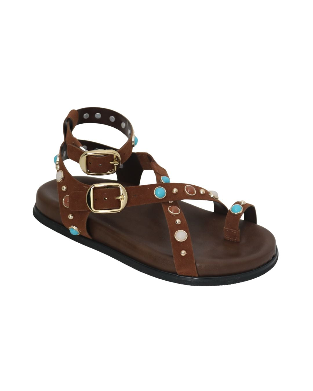 Sandália Papete Camurça Pedraria Vicky