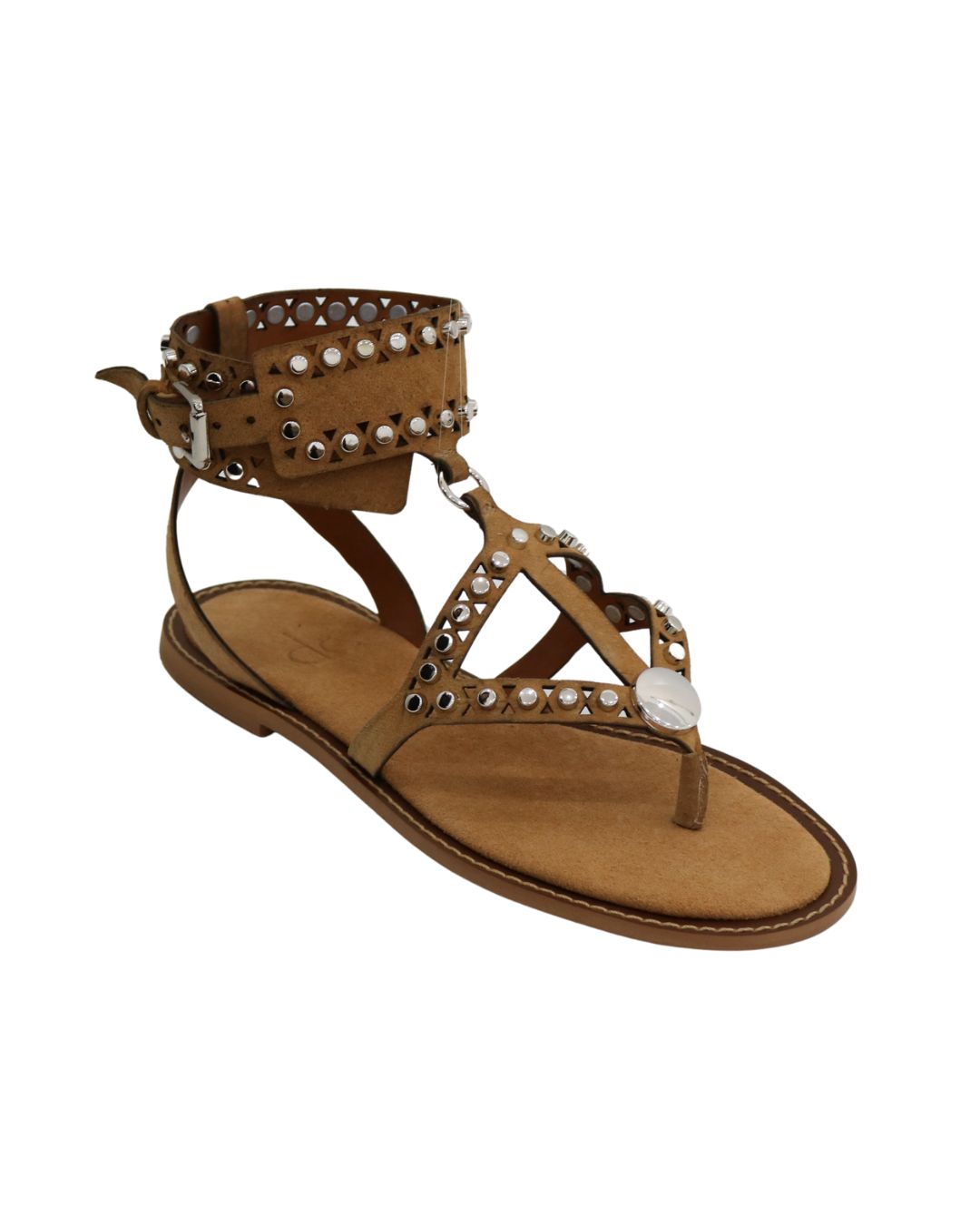 Sandália Com Aplicações Em Couro Legítimo Thaíse