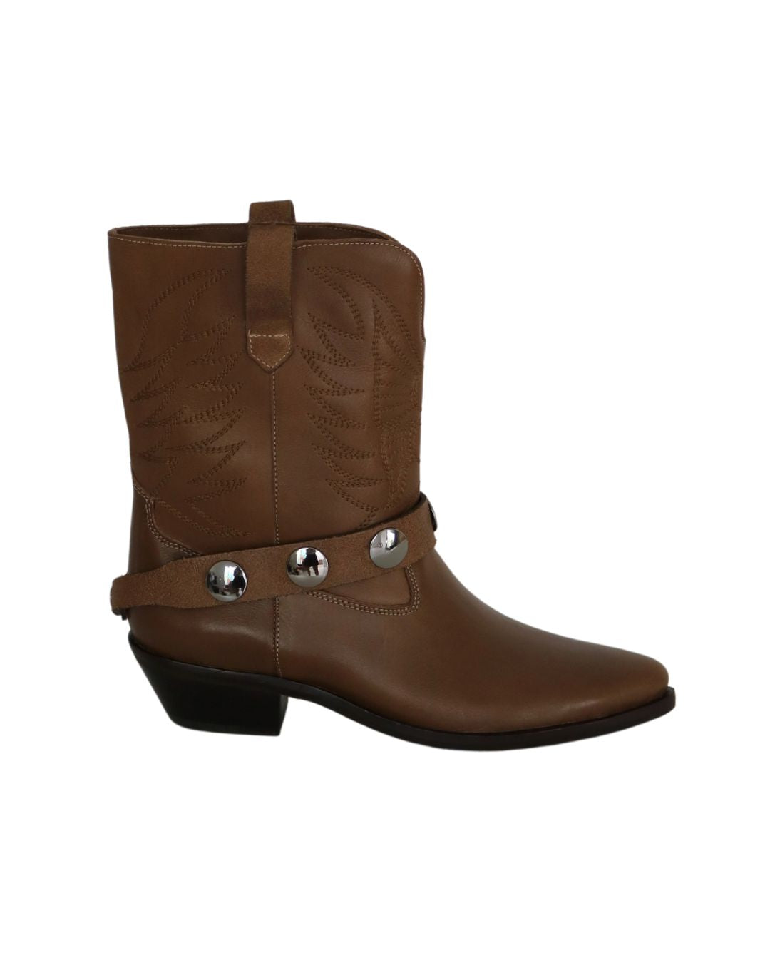 Bota Cano Baixo em Couro Legítimo Marrom Julieta