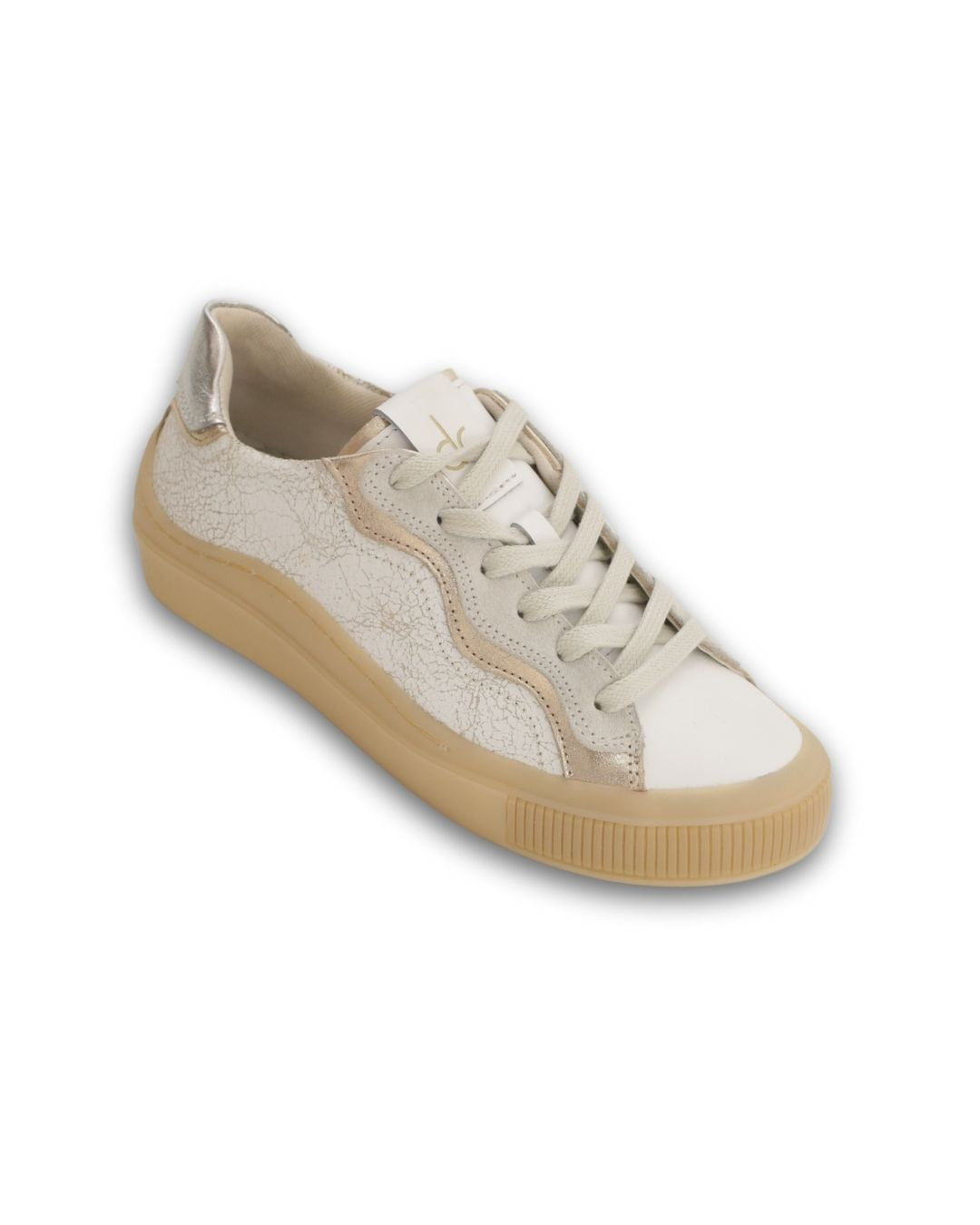 Tênis Off White/Dourado Couro Legítimo Heide