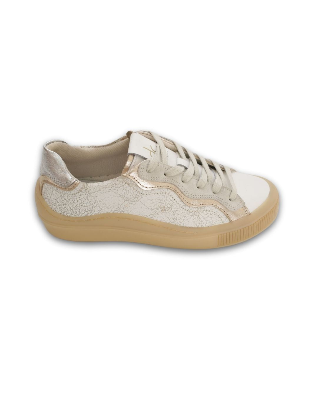 Tênis Off White/Dourado Couro Legítimo Heide