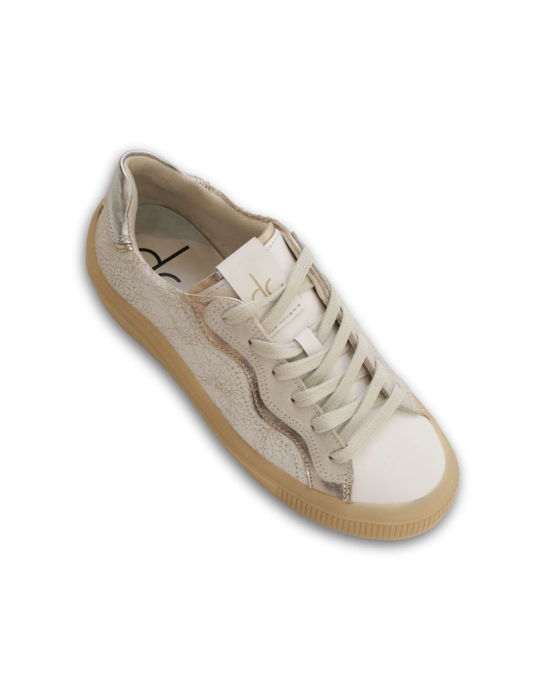 Tênis Off White/Dourado Couro Legítimo Heide