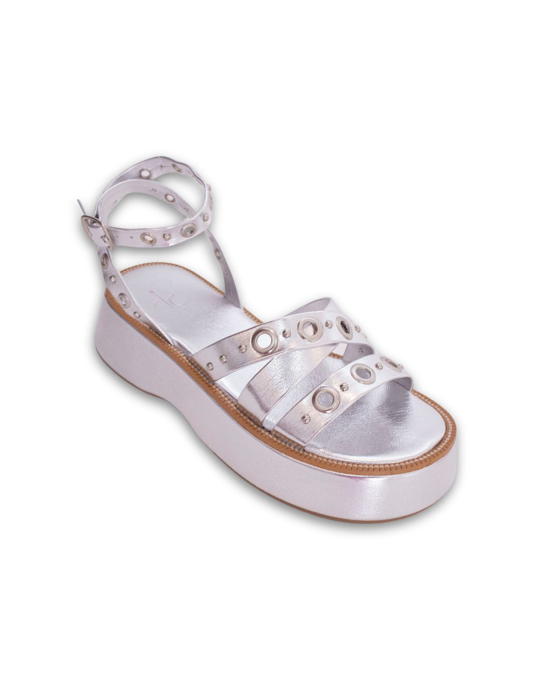 Sandália Flatform Prata Letícia