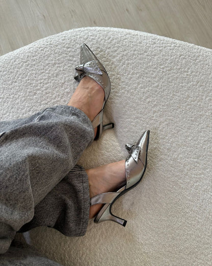 Scarpin Salto Baixo Em Couro Ônix Deborah