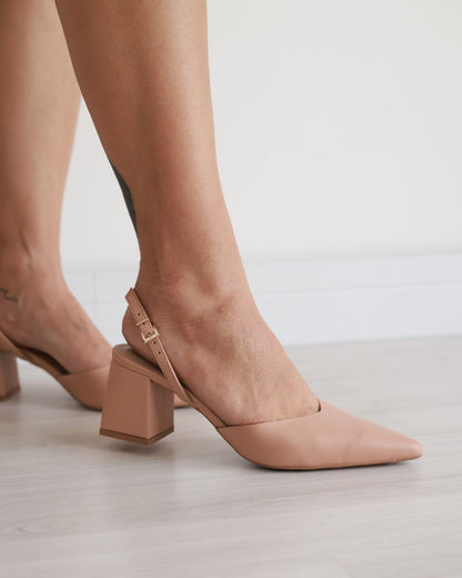 Scarpin Salto Bloco Em Couro Celine