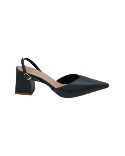 Scarpin Salto Bloco Em Couro Celine