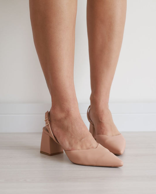 Scarpin Salto Bloco Em Couro Celine