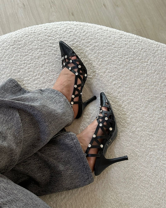 Scarpin Salto Fino em Couro Blair