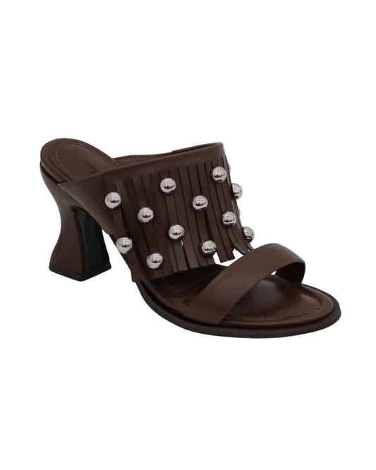 Tamanco Franja Em Couro Com Aplicações Eduarda