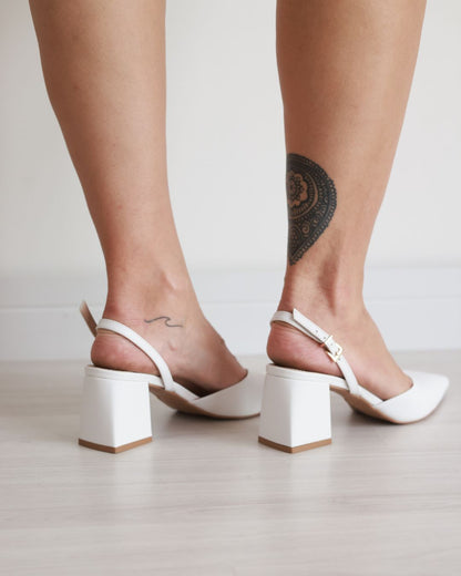 Scarpin Salto Bloco Em Couro Celine