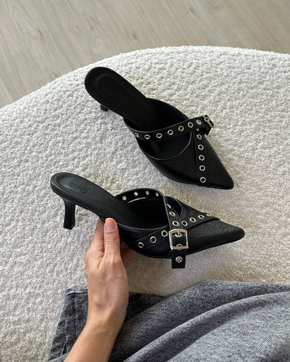 Mule Ilhós Em Couro Legítimo Elsa