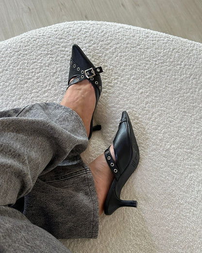 Mule Ilhós Em Couro Legítimo Elsa