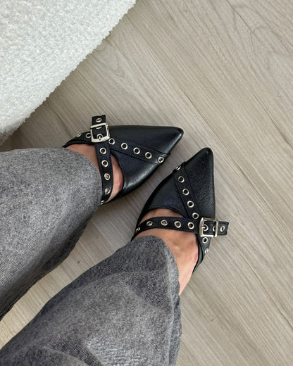 Mule Ilhós Em Couro Legítimo Elsa