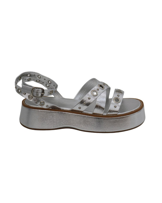 Sandália Flatform Prata Letícia